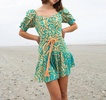 vivienne three fourth sleeve dress in teal block