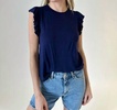 leah ruffle top in navy