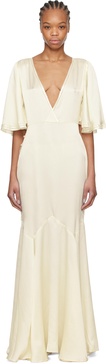Off-White Satin Claret Maxi Dress