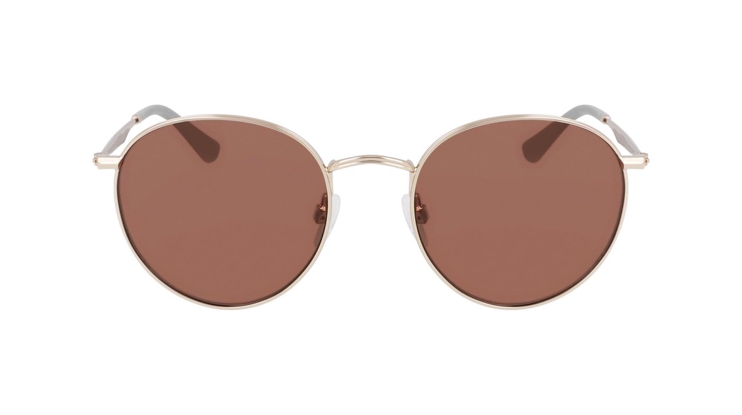COLE HAAN CH6502 Polarized Round Sunglasses, Gold, 53/21/140
