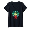 Amazon Essentials The Mandalorian Grogu Holiday Christmas Wreath V-Neck T-Shirt