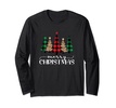 Merry Christmas Holiday Plaid Christmas Tree & Leopard Print Long Sleeve T-Shirt
