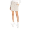 snap front suede leather zip a line mini skirt in nude