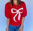 bow stitch sweater in red