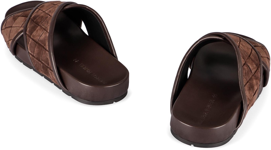 Tarik Leather And Rubber Slides