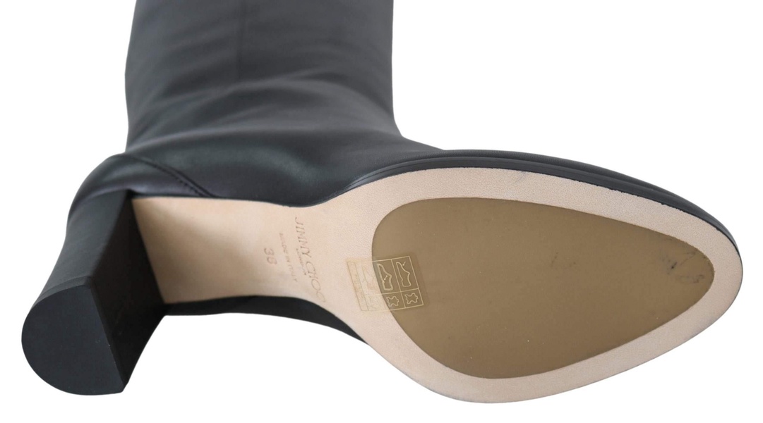 elegant  calf leather heeled women's boots