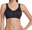 active front close sports bra in black