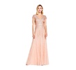 Adrianna Papell Women's Long Beaded V-Neck Dress with Cap Sleeves and Waistband