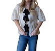 stripe bow tie top in cream