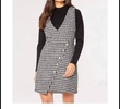 houndstooth mini dress in black