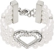 White & Silver Faux-Pearl Heart Bracelet