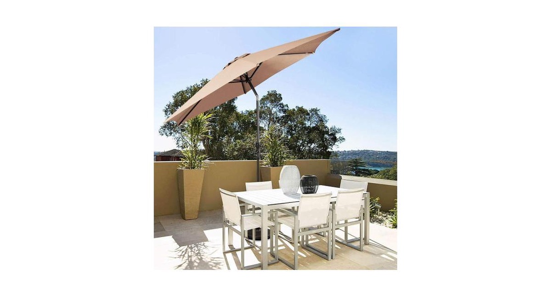 9ft Patio Umbrella Patio Market Steel Tilt W/ Crank Outdoor Yard Garden