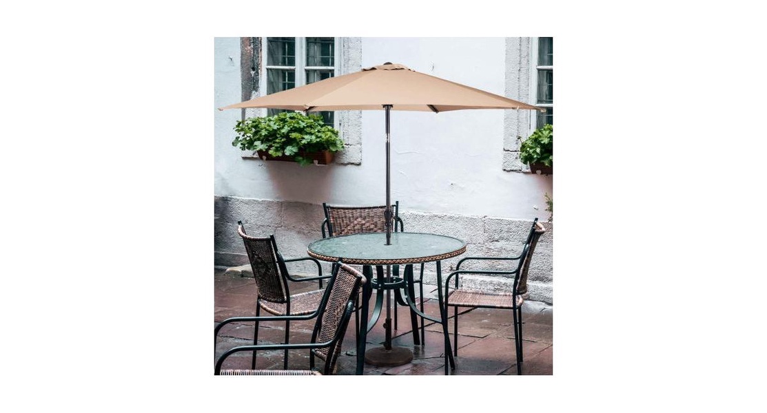 9ft Patio Umbrella Patio Market Steel Tilt W/ Crank Outdoor Yard Garden