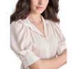 Petite Cotton Puff-Sleeve Button-Front Shirt