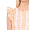 Women's Embroidered Crewneck Ruffle Sleeve Blouse