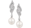 Cultured Freshwater Pearl (7mm) & Cubic Zirconia Drop Earrings in Sterling Silver, Created for Macy's