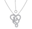 Cubic Zirconia Intertwined Mom & Child Heart Pendant Necklace in Sterling Silver, 16" + 2" extender, Created for Macy's