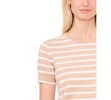 Women's Cotton Short-Sleeve Striped Crewneck Sweater