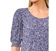 Women's Floral Shirred Scoop-Neck 3/4-Sleeve  Knit Top