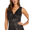 Women's Sequined V-Neck Godet Gown
