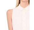 Women's Sleeveless Scallop Detail Button Down Blouse