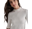 Women's Sequin Smocked Elbow-Sleeve Top