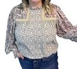 chiffon poet long sleeves top in animal print