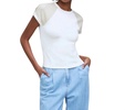 ribbed tee top in ivory