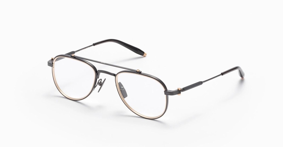 Calisto - Brushed Black/matte White Gold/black Crystal Eyeglasses Glasses