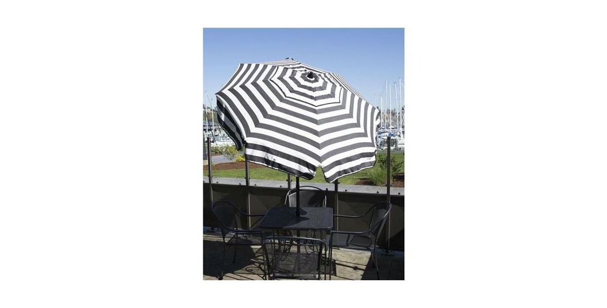Stripe Drape Umbrella with Manual Lift and Tilt for Outdoor Shade and Comfort