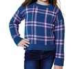 little girls plaid sweater in blue/pink