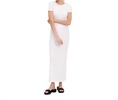 4x2 rib short sleeve maxi dress in white