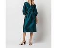 trapunto blouson dress in peacock silk wool