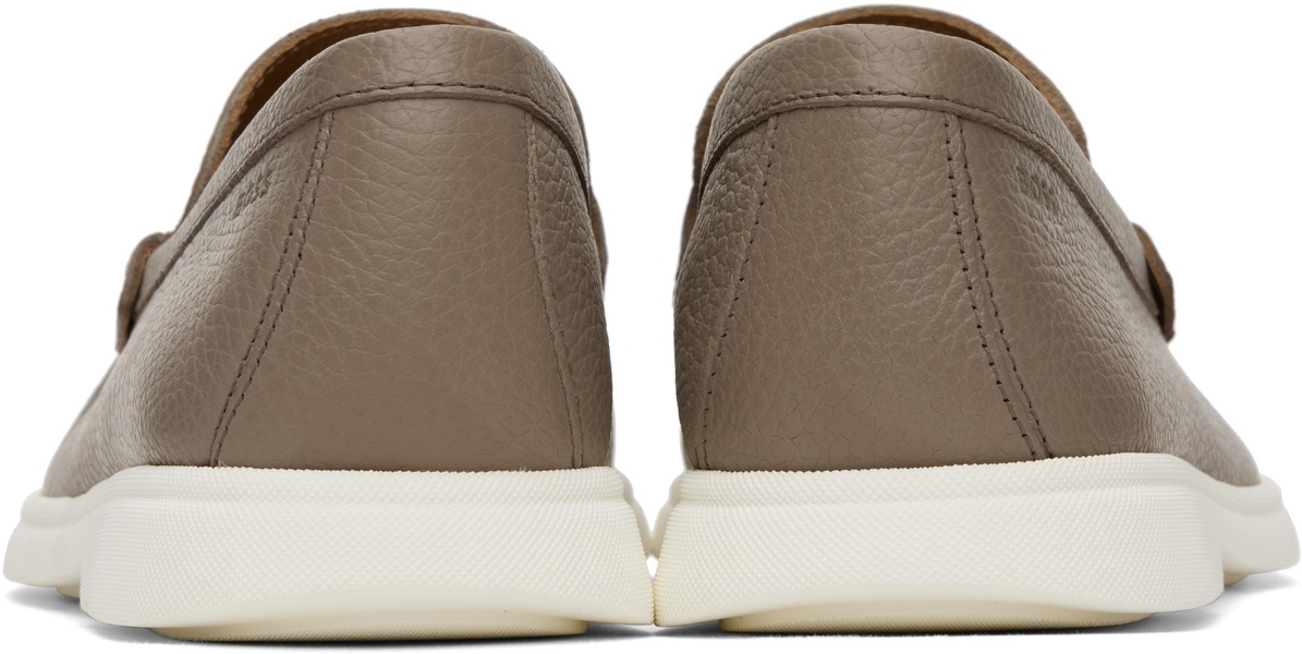 Taupe Tumbled-Leather Loafers