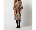trapunto blouson dress in multi floral crepe