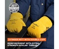 Men's Heavy-Duty 3-Finger Mitt with Double Cuff - Insulated Leather Gloves for Extreme Cold Protection