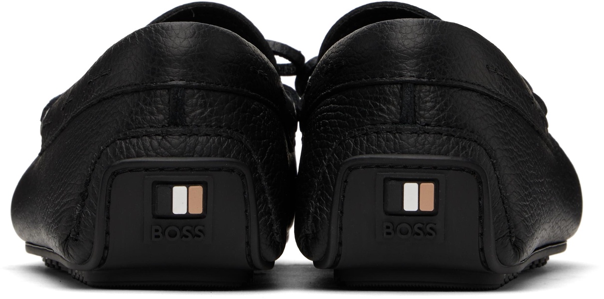 Black Grained-Leather Driver Sole Loafers