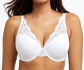 smooth u comfort stretch lace underwire bra in white