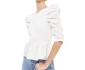 pleated puff sleeve top in white