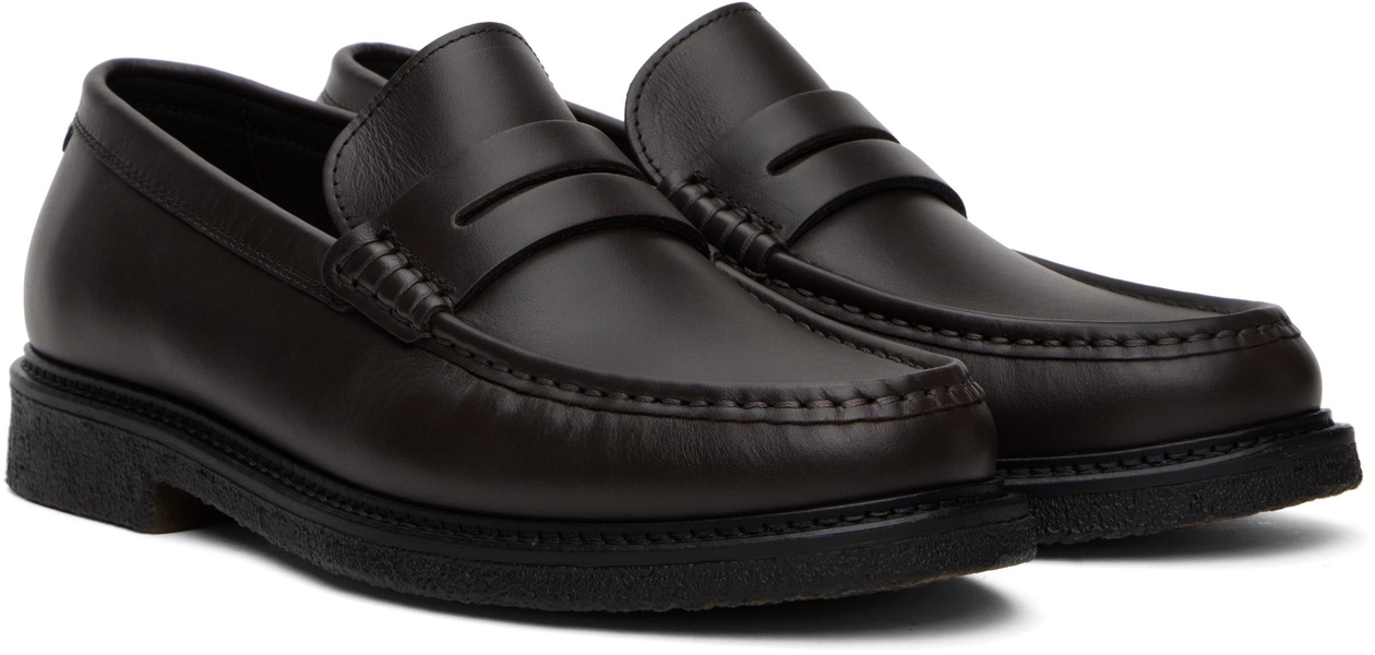 Brown Polished-Leather Loafers