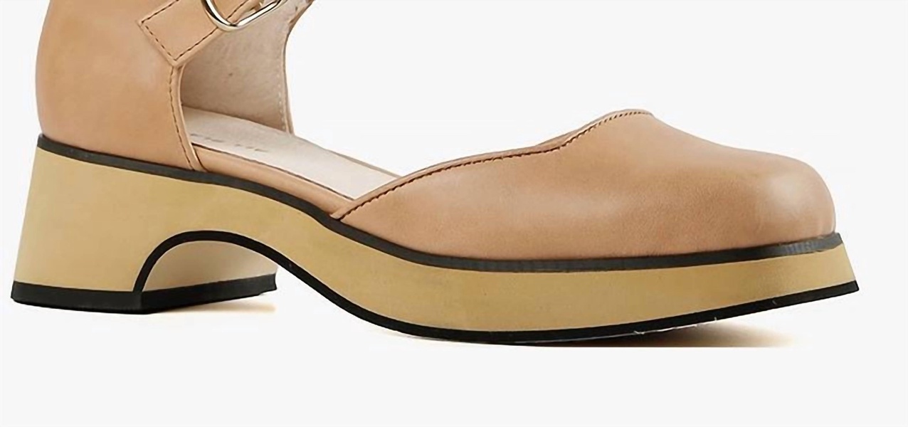 color block jane in camel/black trim