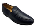 plumy 6300443 men's midnight calf grained leather loafers