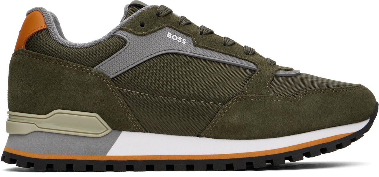Khaki Embossed-Logo Sneakers