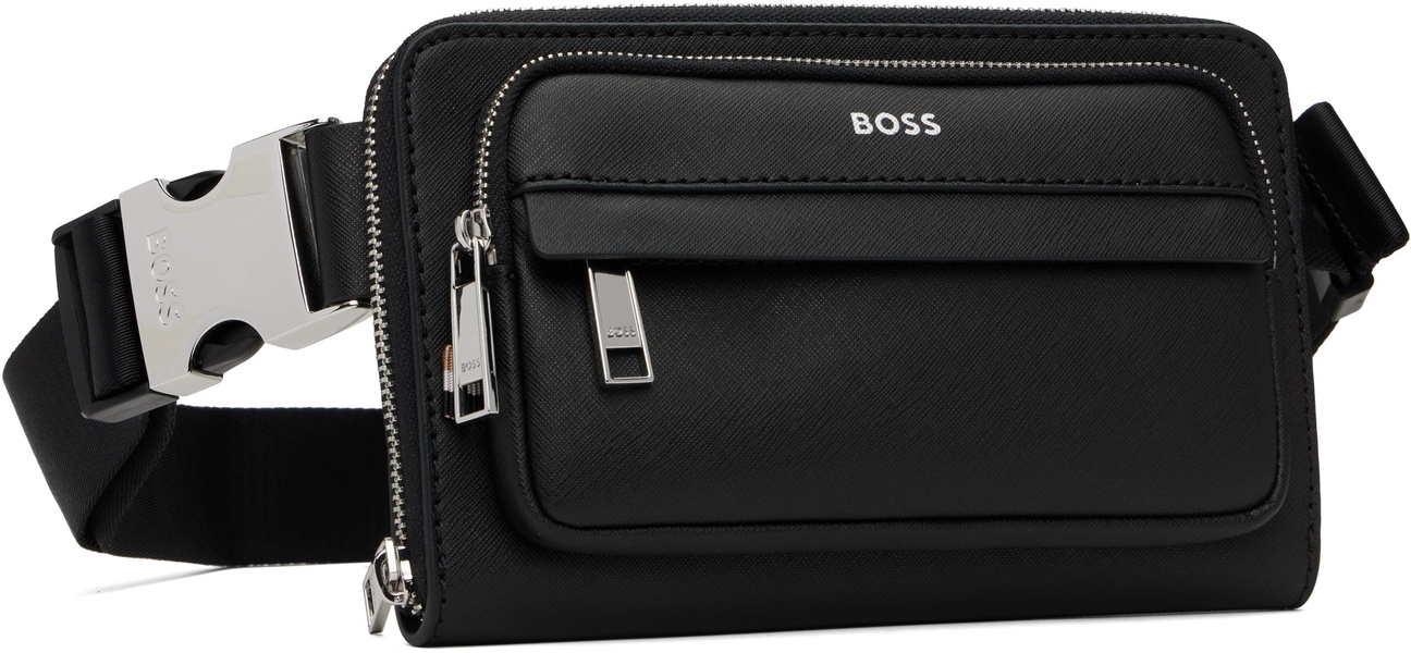 Black Structured Crossbody Pouch