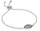 Amazon Essentials Sterling Silver Genuine Stabilized Turquoise with Created Blue and White Sapphire Evil Eye Bolo Adjustable Bracelet , (previously Amazon Collection)