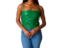 jolie vegan leather cropped tank top in green