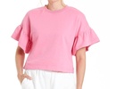 pia ruffle sleeve top in begonia
