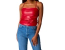 jolie vegan leather cropped tank top in crimson