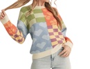 patch pattern sweater in ivory multi