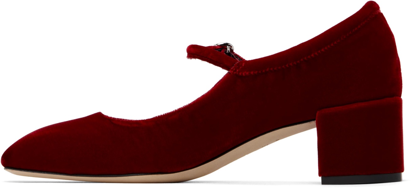 Red Aline Velvet Mary-Jane Heels